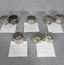 8 Antique Sterling Silver Napkin Rings from England 1880s 1890s 1900s - 223 Gram