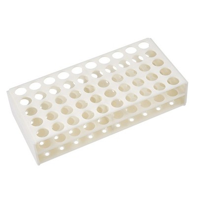 50-Well Plastic Test Tube Rack Holder 16mm Hole Diameter White for Lab Tube
