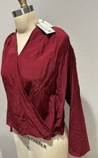 LILYSILK Silk Crêpe de Chine Long Sleeve Blouse Cherry Red NWT