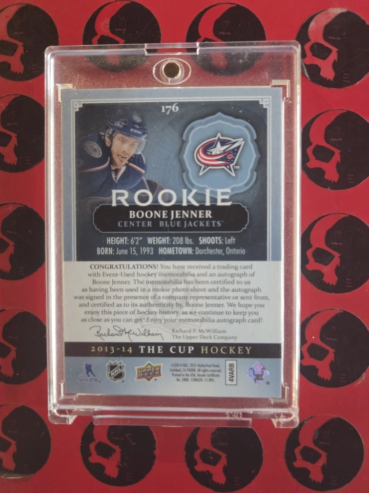 2013-14 Boone Jenner The Cup /249 Rookie Auto Patch #176 Columbus RC Upper Deck - Image 2 of 2