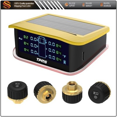Yellow RV Tire Pressure Sensor 1PC TPMS Solar Monitor 4pc Sensors W/Alarm Modes