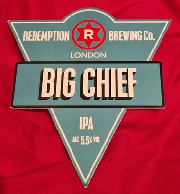 REDEMPTION BREWING CO BIG CHIEF IPA ALE BIERPUMPE GRIFF CLIP ABZEICHEN 5,5 % ABV RBC