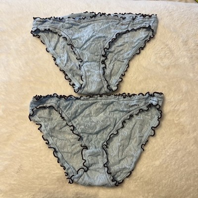 NWOT DKNY Bikini underwear: baby blue with brown lettuce trim; Pack of 2