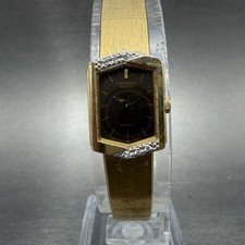 Seiko Lassale Watch Women 13mm Brown Dial Gold Tone Hexagon 1E50-5039 NewBattery