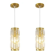 Pendant Lights Modern Gold Pendant Light, Mini Crystal Pendant Lighting for K...