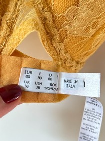 NWT LA PERLA Yellow Floral 36D Bra Boudoir Vamp Luxury Designer Romantic