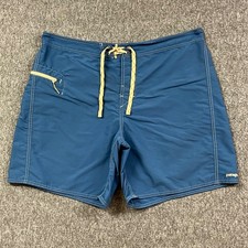 Patagonia Board Shorts Mens 38 Blue Drawstring Zip Pocket QuickDry Embroidered