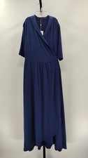 Quince Women Tencel Jersey Midi Wrap Dress Navy L