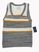 Lucky Brand Womens Small Striped Knit Tank Top Cotton Blend New