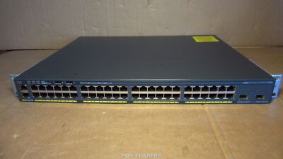 Cisco WS-C2960X-48FPD-L V07 48-Port 740W POE+ Gigabit 2x 10G SFP+ Switch + EARS