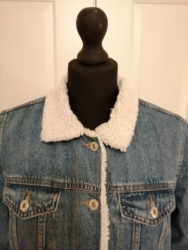 Fishbone Sister Damen TEDDY Sherpa Jeansjacke Gr. S blau - Bild 5 von 13