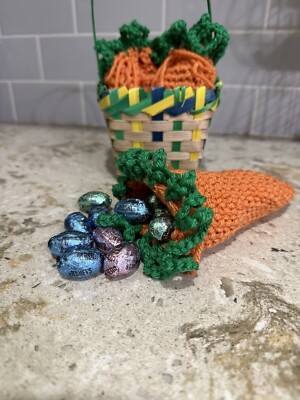 Easter Decoration-Crocheted Carrot For Candy Or Easter Gifts - Set Of 4