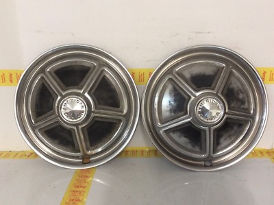 TWO 1970 AMC Javelin 14'' Hub Caps Matador Rebel American Motor Hubcaps OEM NICE