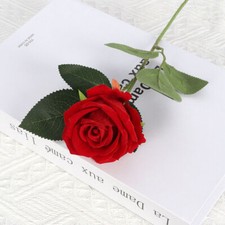 10X Artificial Single Rose Bud With Stem Silk Flowers Fake Bouquet Wedding Party