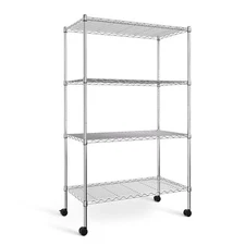 Simple Deluxe Heavy Duty 4-Shelf Shelving Unit 35.4"D x 17.7"W x 62.5"H Chrome