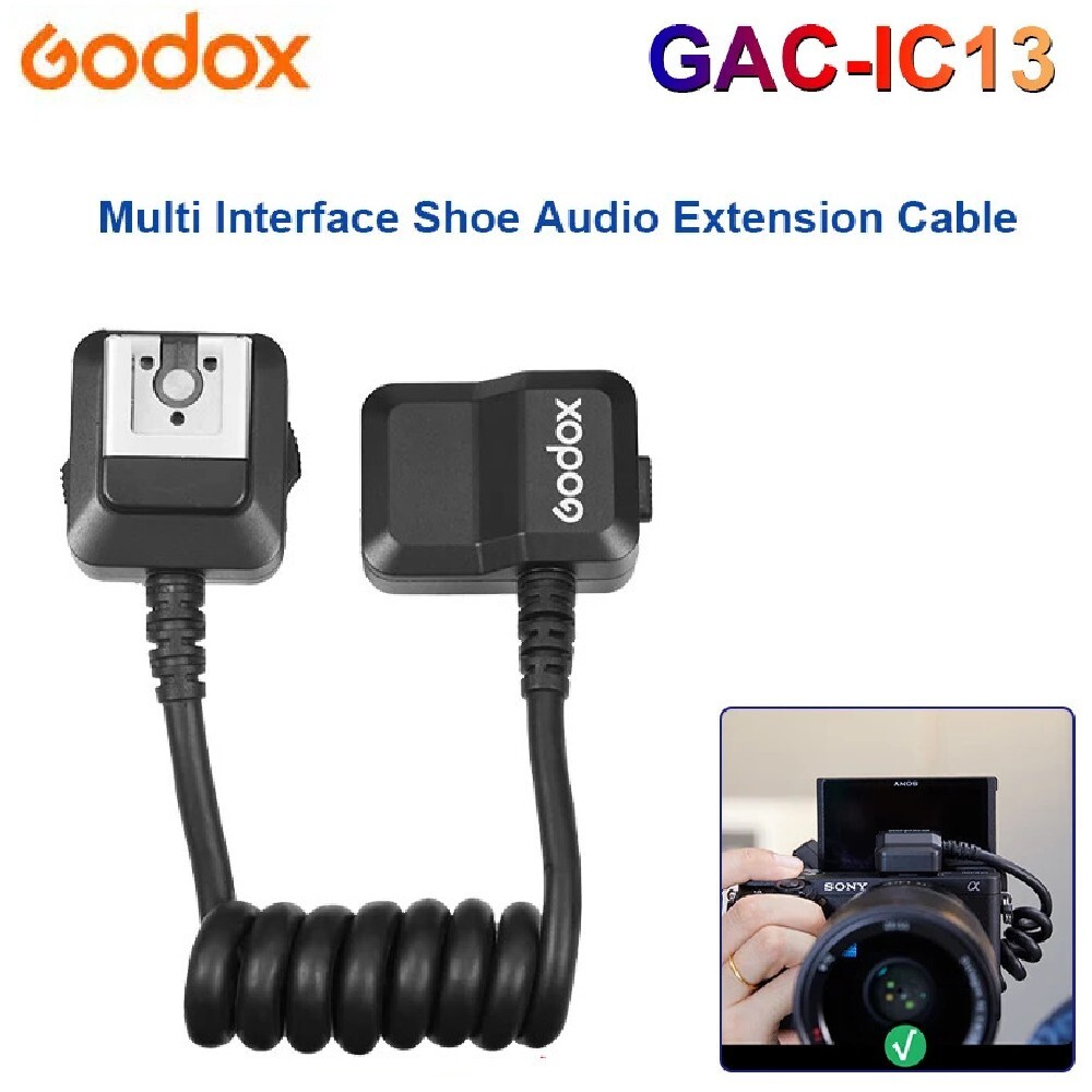 Cable de extensión de audio con zapata de interfaz múltiple Godox GAC-IC13 con montaje de zapata fría 1/4