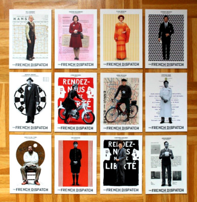 12 Motiv - Karten The French Dispatch Wes Anderson Bill Murray Timothèe Chalamet
