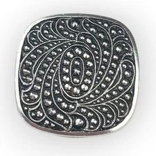West Germany Scarf Clip Floral Swirl Faux Marcasite Silver Tone Vintage 1.25"   