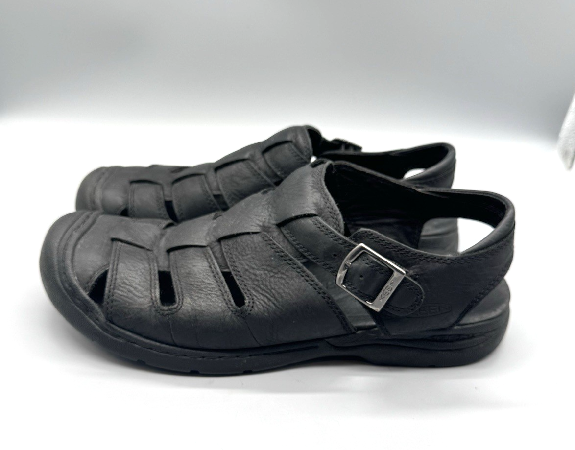 Sandali da pescatore Keen Bidwell in pelle nera da uomo taglia 12 orig $100