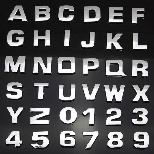 40pcs Car Auto Chrome Metal 3D Letters DIY Digital Alphabet Emblem Car