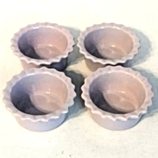 Set Of 4 Chantal Lavender 1/2 Cup Soufflé Ramekins Fluted Ruffle Edge 3.5" EUC