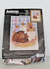 NEW 1996 Janlynn Kitten In A Basket 08-107 Counted Cross Stitch Kit 12x16 12540