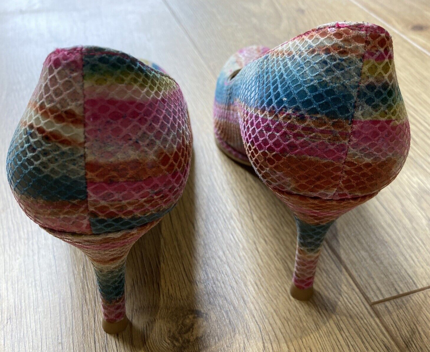 Vintage Rainbow Striped Reptile Stuart Weitzman Shoes by Russell & Bromley, New 7