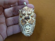 j-pan-12 wild roaring Panther PENDANT brown face panthers water buffalo material