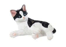 Kurt Adler Resin Black & White Cat Laying Christmas Ornament