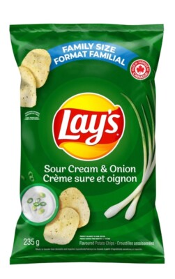 24 Bags Of Lay's Lays Sour Cream & Onion Potato Chips Size 220g Each