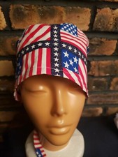 Patriotic Red White and Blue Handmade SURGICAL SCRUB CAPS