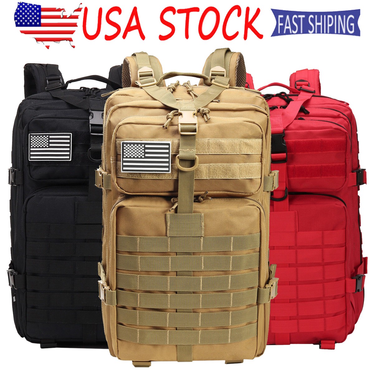 45L Military Molle Tactical Backpack Rucksack Travel Bag Daypack for  Outdoor | eBay