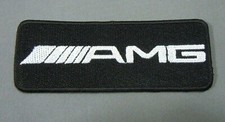 AMG Embroidered Iron-On Car Patch 3.75" x 1.5" Black/Silver