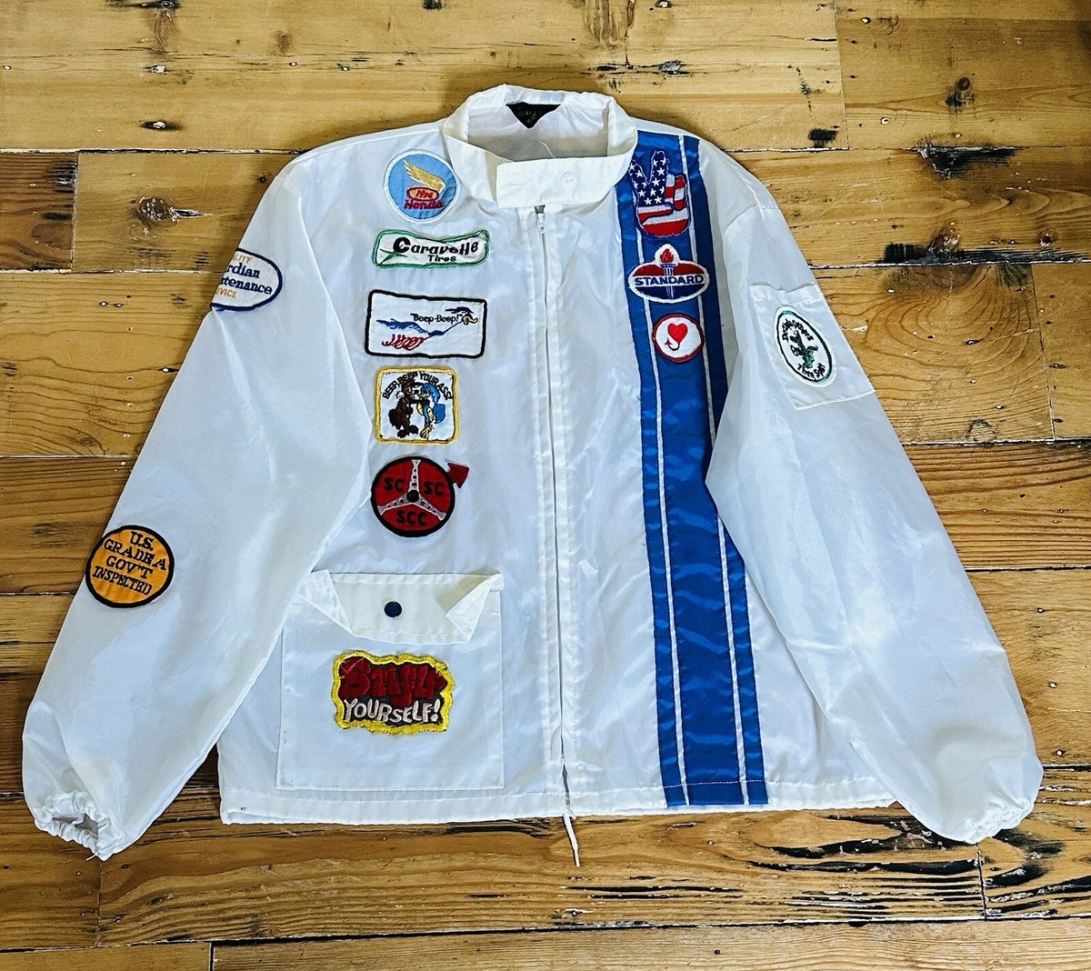 【70s】THE GREAT LAKUSA レーシングジャケット Vtg 70's GREAT LAKES RACING Jacket Striped Patch Jacket - Sz
