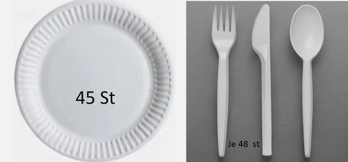 Einweg--Plastik Besteck--Pappteller--Besteck 144, Teller 45