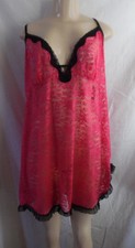 -PINK LACE BABYDOLL SPAGHETTI STRAPS CHEMISE NIGHTGOWN BRA 2X 18 - 20