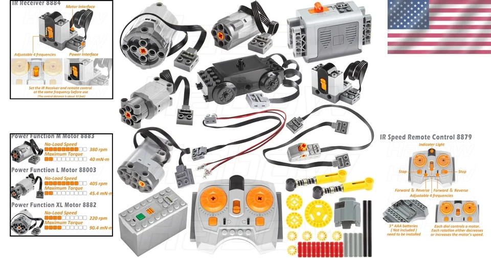45Pcs Power Function Technic Parts Kit with Remote Control for LEGO Creativity - Image 2 of 4