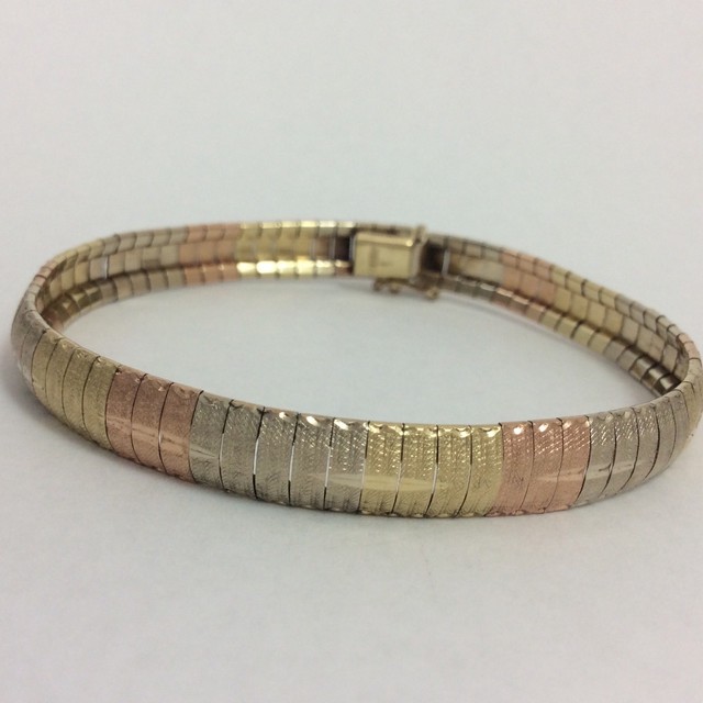 14K TRI COLOR GOLD BRACELET 7.25" eBay
