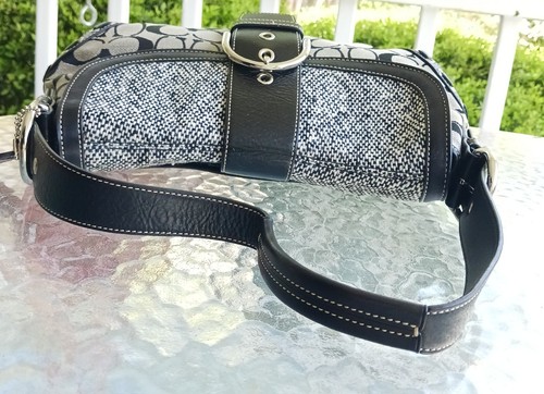 Coach 10425 MEDIUM Vintage Soho Black Leather, Tweed and Signature C Canvas - Picture 12 of 19