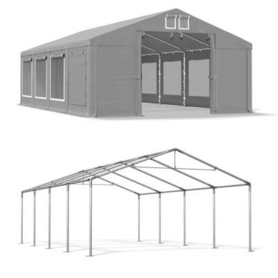 6x8m Zeltlagerhalle Moskitonetz Werkstattzelt Weidezelt Zelthalle 8x6 grau PVC S