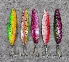 (Lot of 5) Salmon Trout Series Hex Milwaukee Minnow Spoon 3" Long  Cast Troll!!