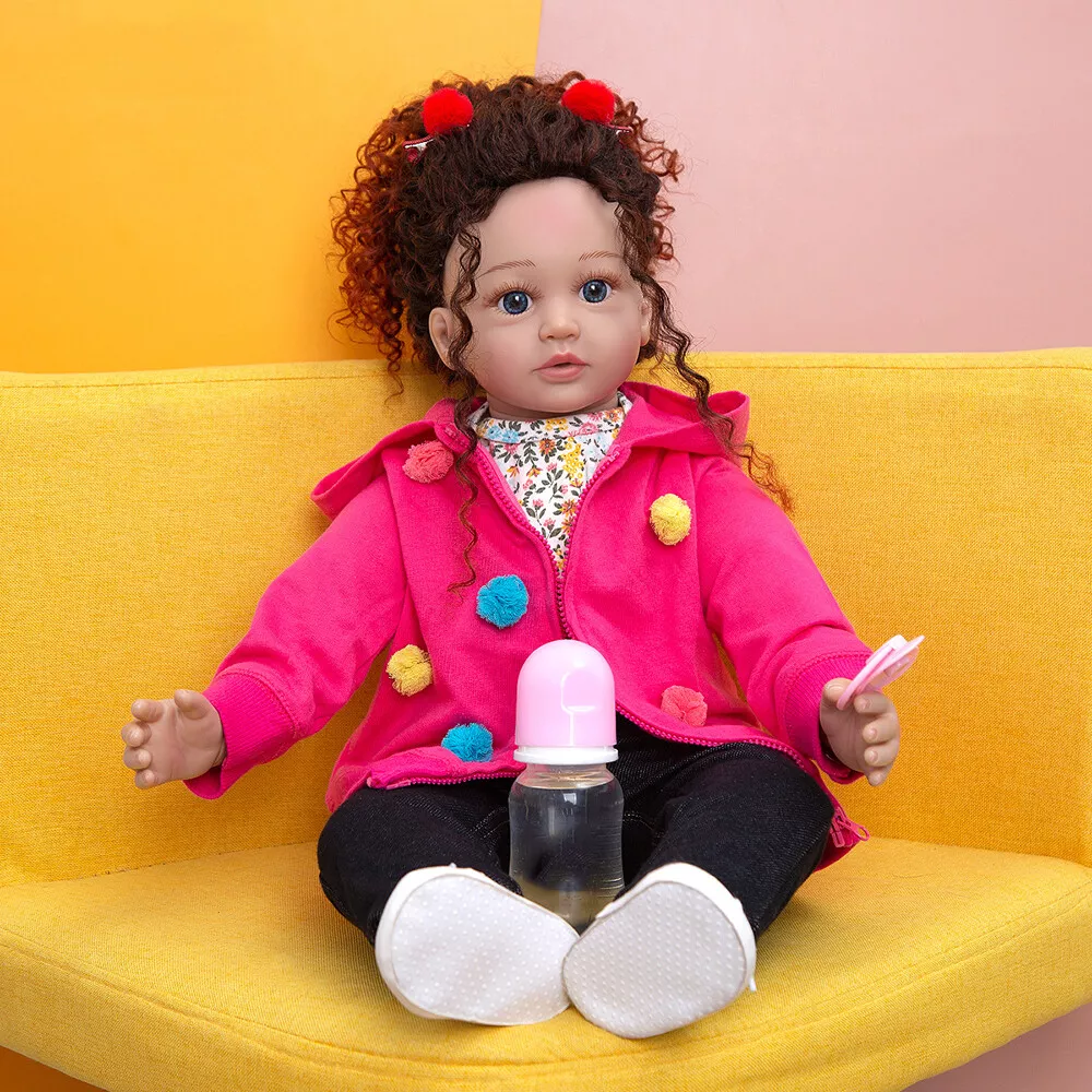 60cm 24 Inch Baby Doll Reborn Bebe Dolls Toddler Girls Curly Hair Children s Toy