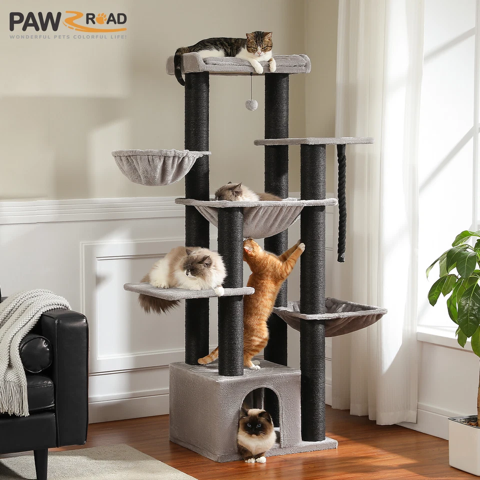 PAWZ Road 67" Heavy Duty Cat Tree Large Cat Tower with 13 Scratching Post (φ4.3)