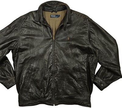 HOT VTG Men's POLO RALPH LAUREN @ DETROIT LAMBSKIN LEATHER LINED