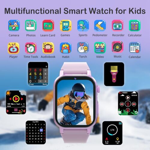 Kids Smart Watch for Girls Age 5-12 with 32 Puzzle Games 12/24 Hr Camera HD Touc - Zdjęcie 2 z 7