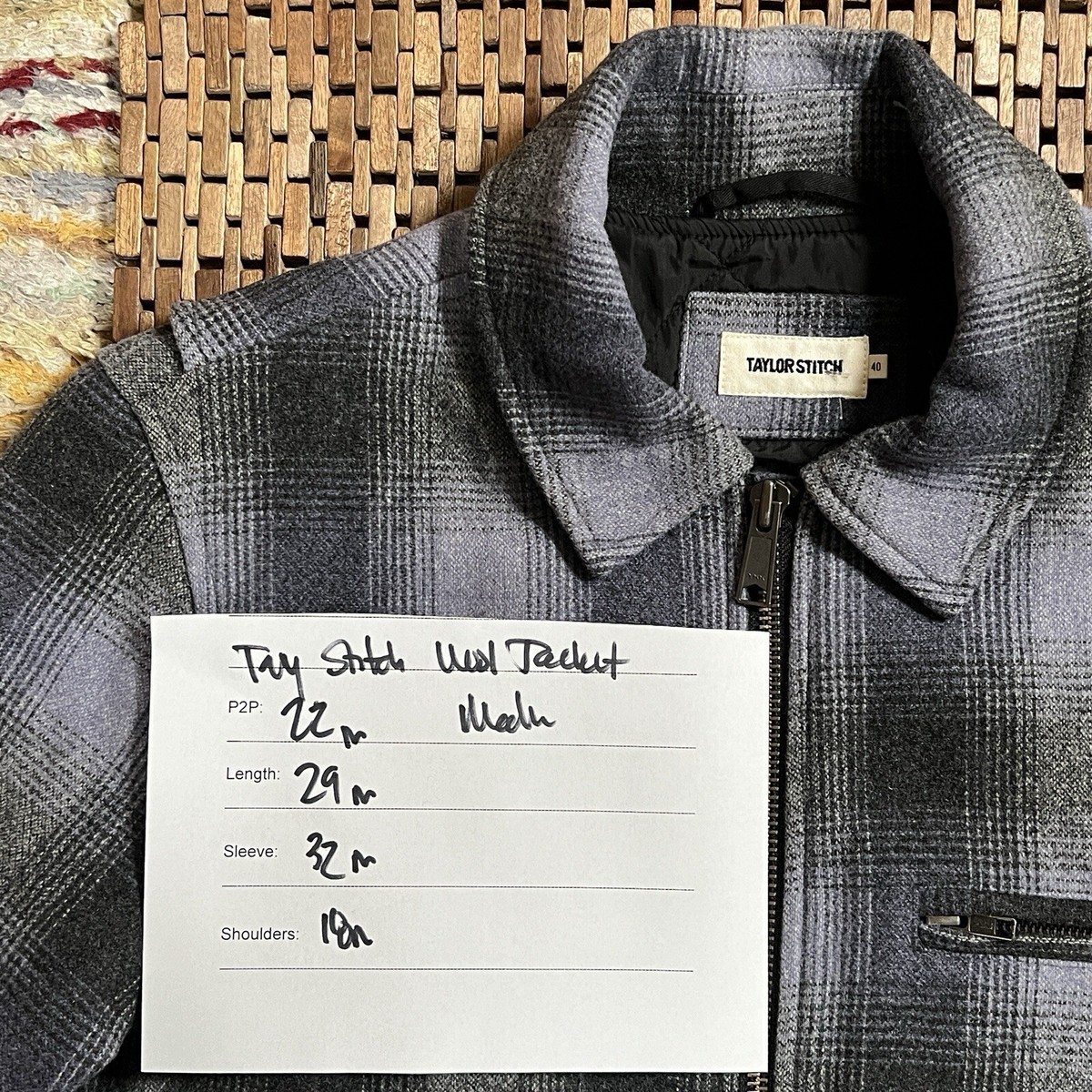Taylor Stitch Jacket The Wyatt Ash Plaid Wool Blend Large