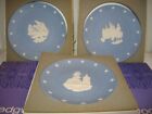 Lot of 3 Wedgwood Blue Jasperware "Yorktown, Concord, Boston Tea Party" Mib