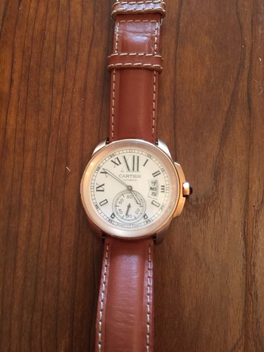 calibre rose gold plaited automatic mens watch 225014/3299