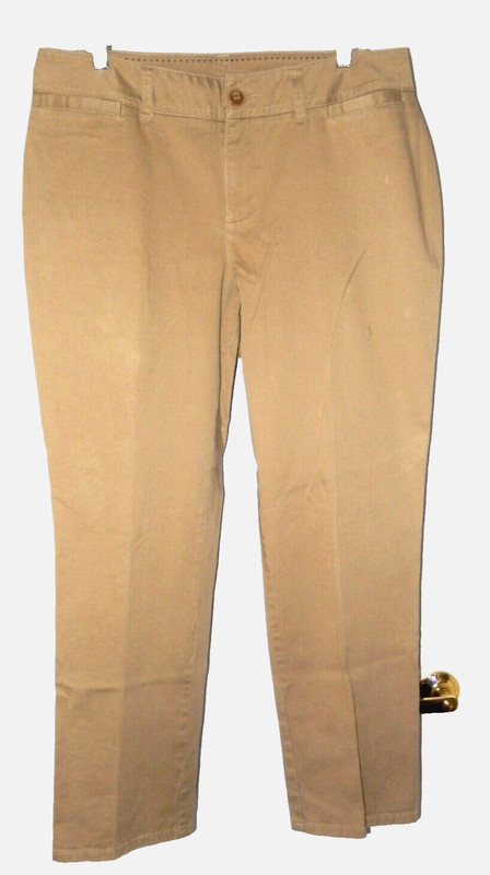 Lane Bryant Breathable Cotton Slit Pocket Pants w Comfy Stretch-16, tan