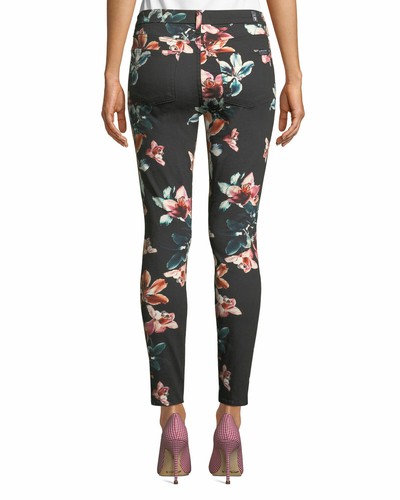 NEW Seven 7 for all Mankind Tropical Floral Print Black Ankle Skinny Jeans 24 0 - Picture 5 of 12